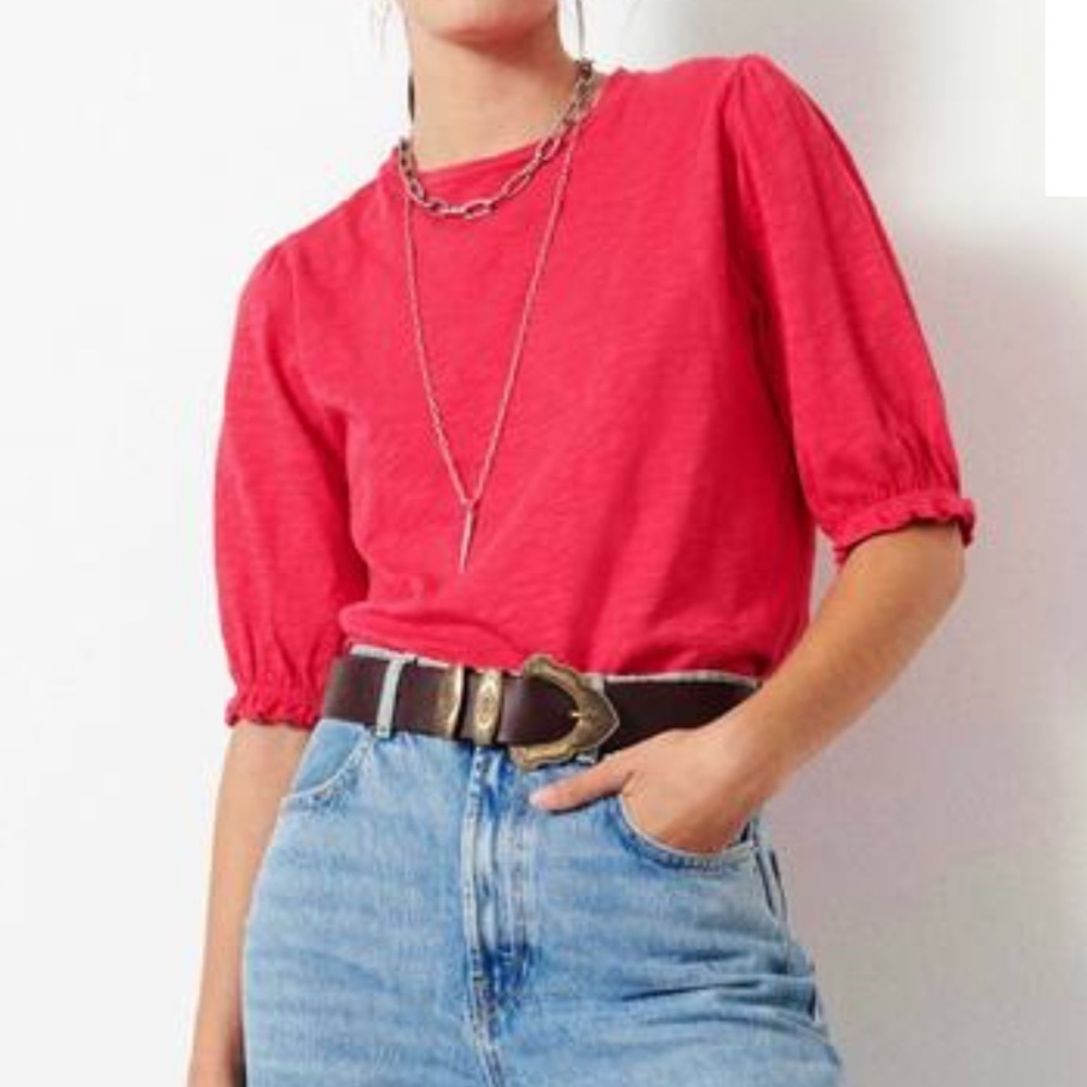 Ba&sh Vasco Puff Sleeve Tee Shirt Pink Size 3